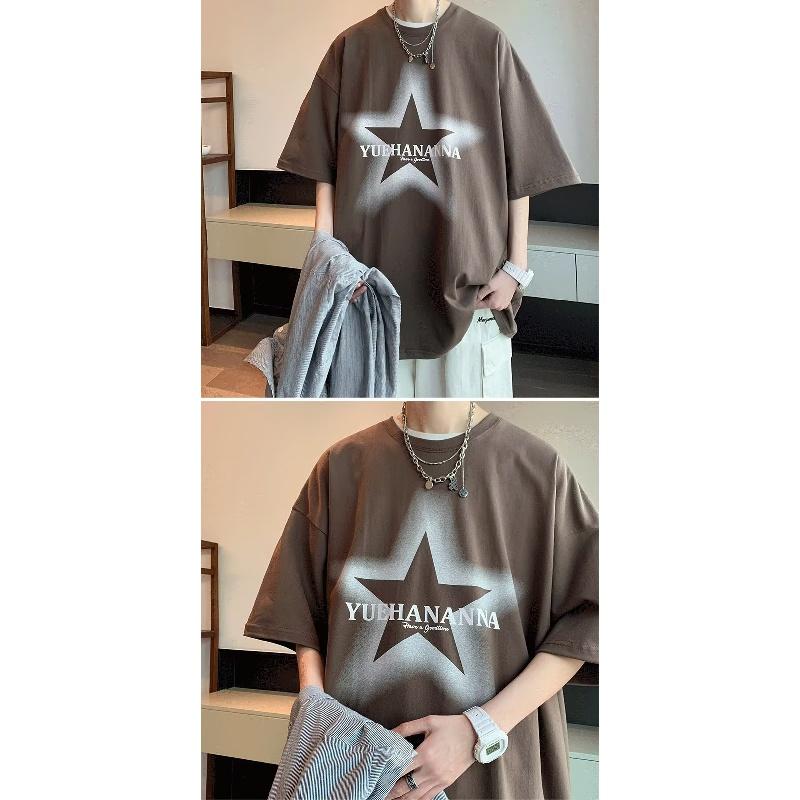 Pánská trička s krátkým rukávem Pánská grafika Volný top s kulatým výstřihem Trendy retro trička pro muže Tričko velkých velikostí Nové letní oversize