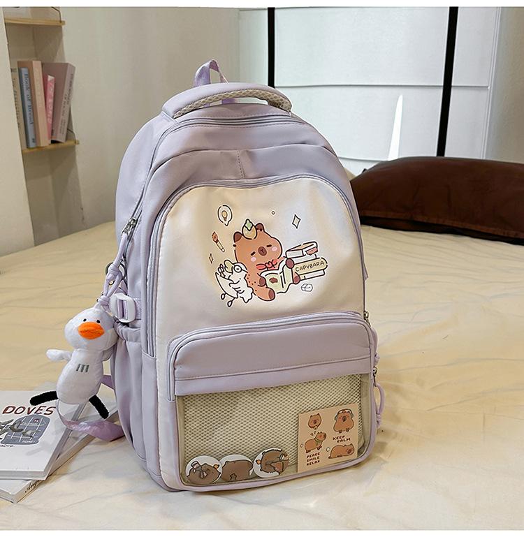 School bag high value cute cartoon kapibara - grade back large capacity