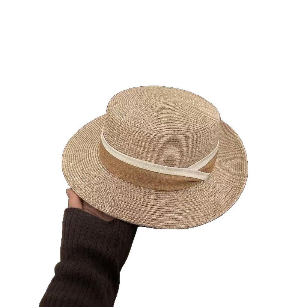 Platt hatt dam sommar strand semester stor skärm solskydd solhatt mode platt topphatt