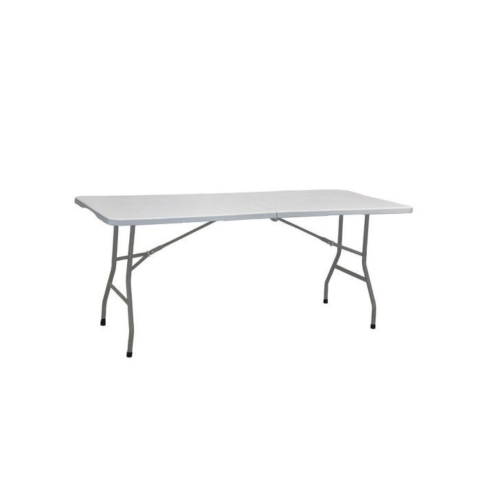 Table pliante - MARBUENO - 180 x 70 x 74 cm - Résine et acier - Extérieur - Multicolore