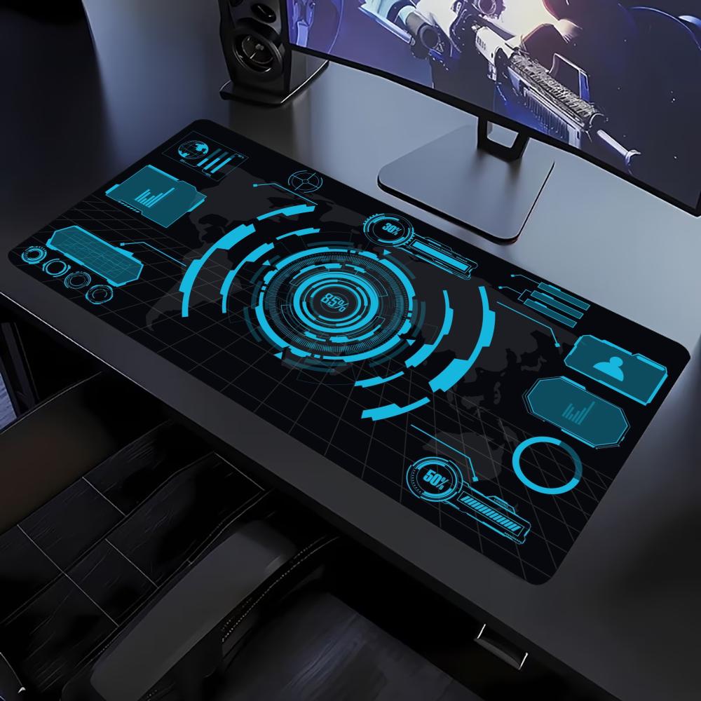 Cyber Circuit Tech Design Extended Mouse Pad Non Slip Rubber Desk Mat For Gaming Laptop Keyboard And Home Office Workstation