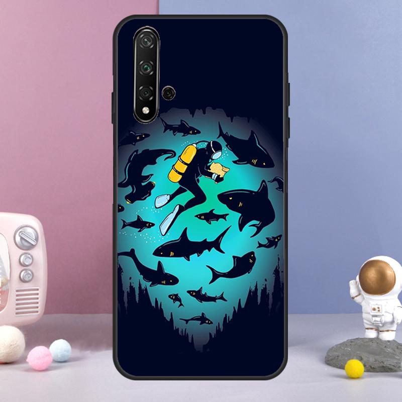 Scuba Diving Diver For Huawei Nova Y70 Y90 Y60 Y72 Y73 Y61 Y91 7i 8i 11i 12i 12s 9 10 SE P20 P30 P40 Lite Case