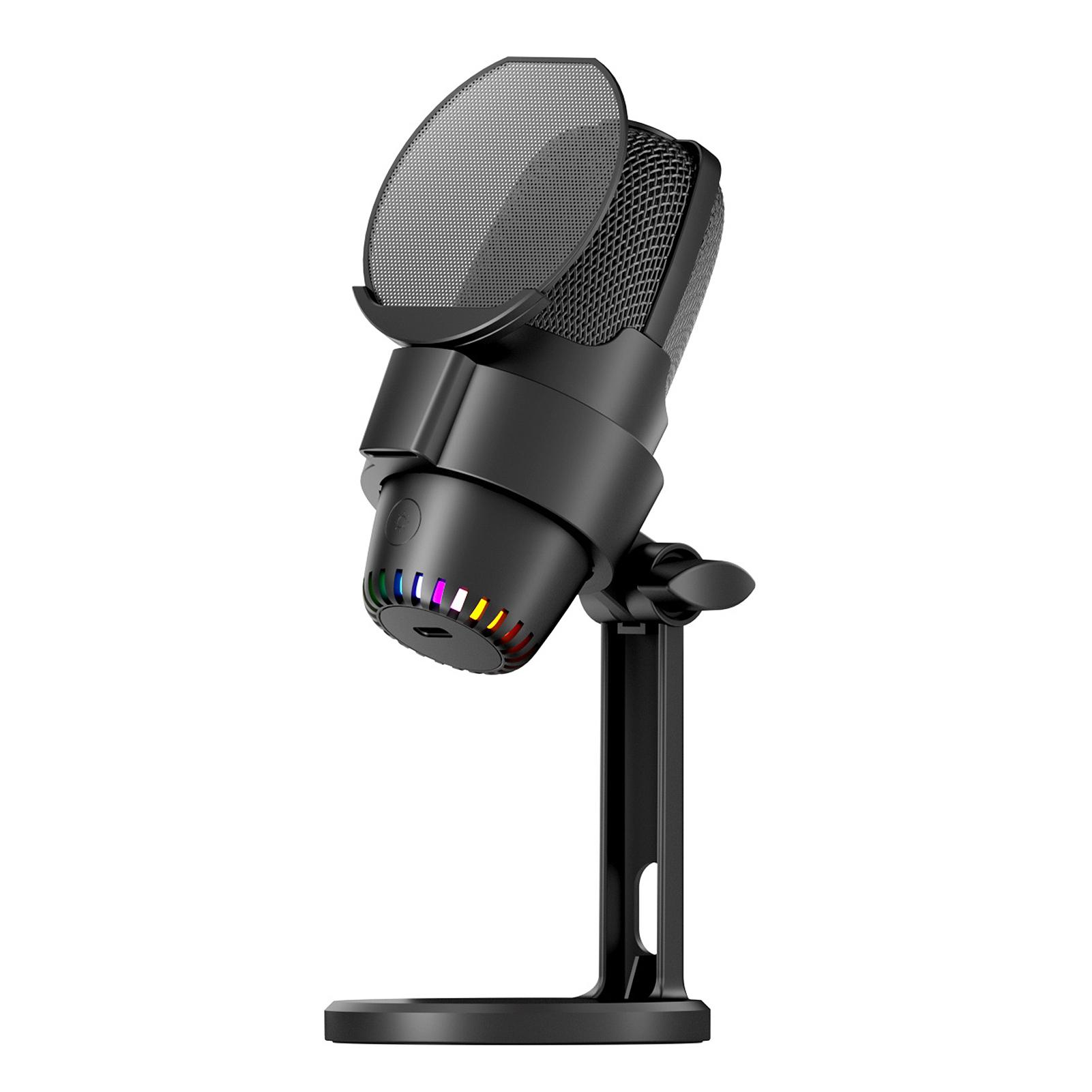 

USB RGB микрофон компьютерный микрофонный комплект с штативом шумоподавление Plug & Play одна кнопка для отключения звука чёрный