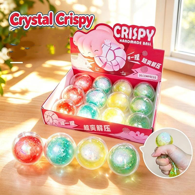 Glitter Squeezable Stress Balls Soft Stretchy Texture Desk Fidget Toys for Kids Adults Office Work Pressure Relief