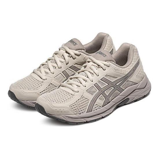 Asics Gel-Contend 4 Bequem Vielseitig Stoff Synthetikleder Niedrig geschnitten Trainings Laufschuhe Damen Sneaker Beige T8D9Q-021