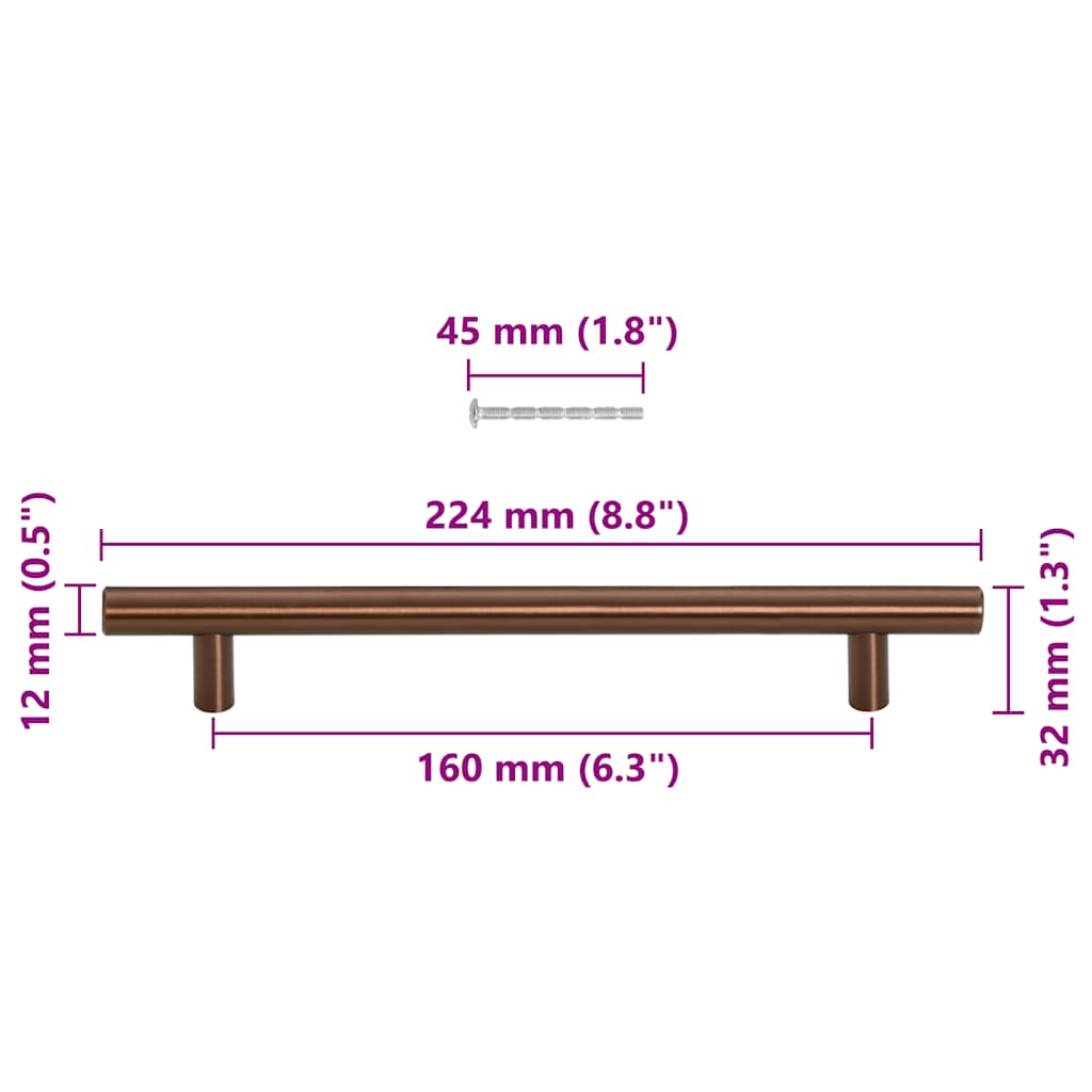 Furniture Handles 10 Pcs Bronze Colored 160 Mm Stainless Steel