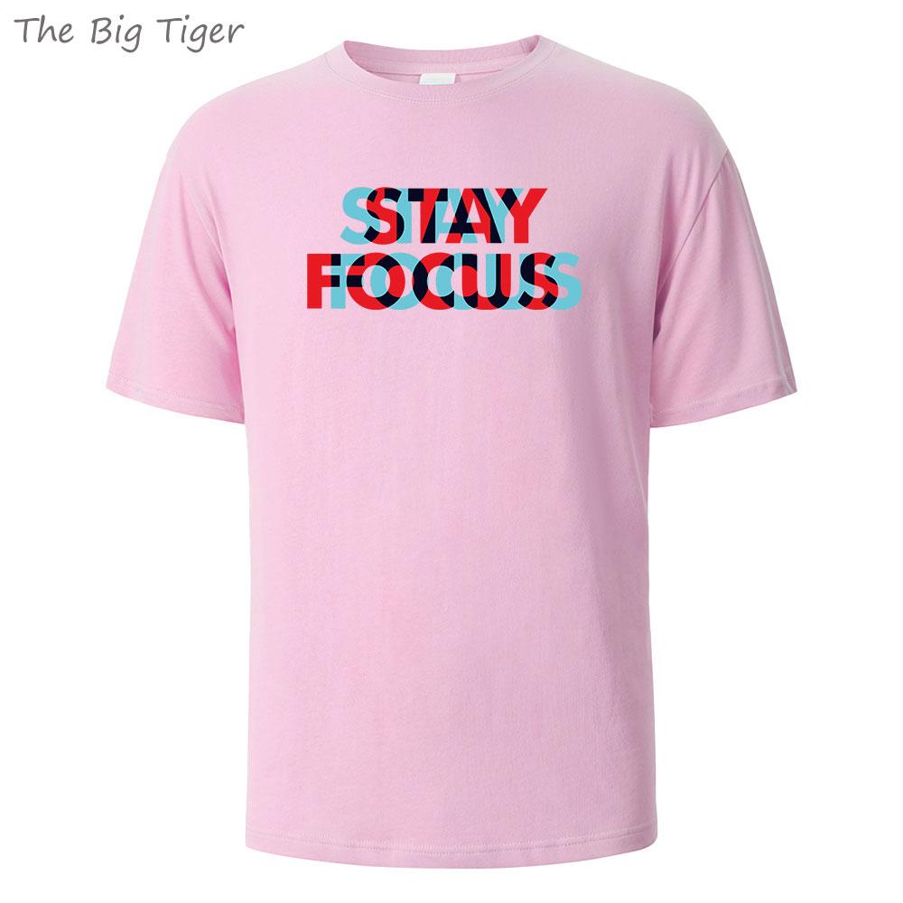 

Stay Focus Painting Soft Cotton Tshirt For Men Breathable Fabric Relaxed Fit Crew Neck Simple Basic Men s T-shirt Fashion Tops 4XL