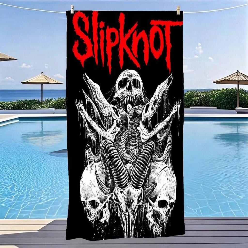 S-Slipknot Goat Skull Beach Towel Microfiber Soft Quick Dry Heavy Metal Skull Print Bath Towel For Rock Fans Swimming Outdoor