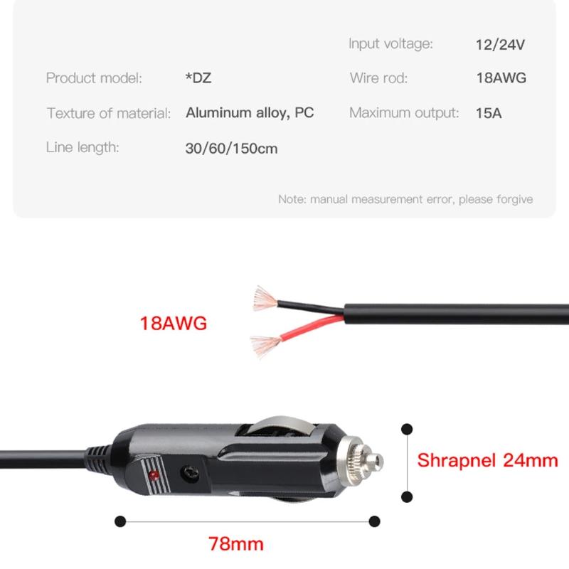 Replacement Cigarette Lighter Plug - 12 24V Male Cigar Plug Car Adapter DC Battery Charger Connectors Power Supply