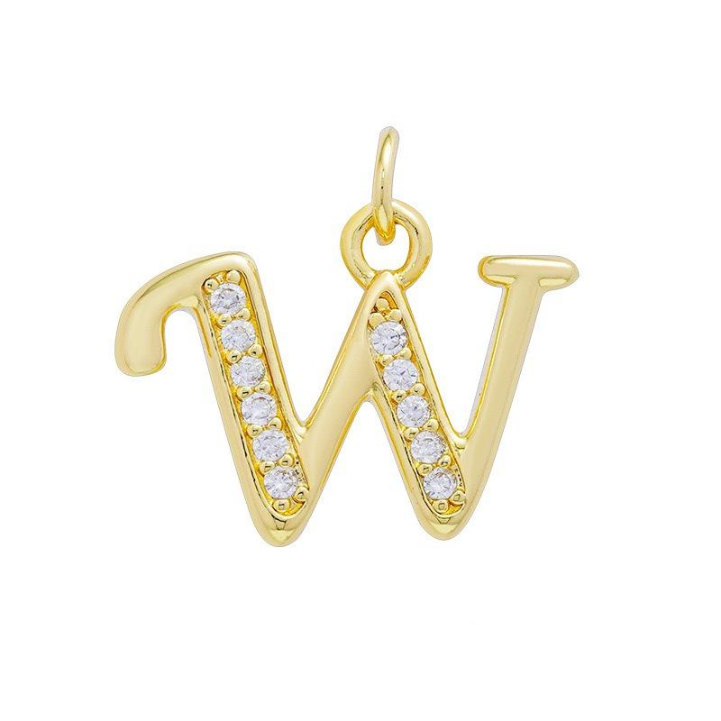European & American Gold-Plated Copper Zircon Letter Necklace - High-End DIY Jewelry Accessory
