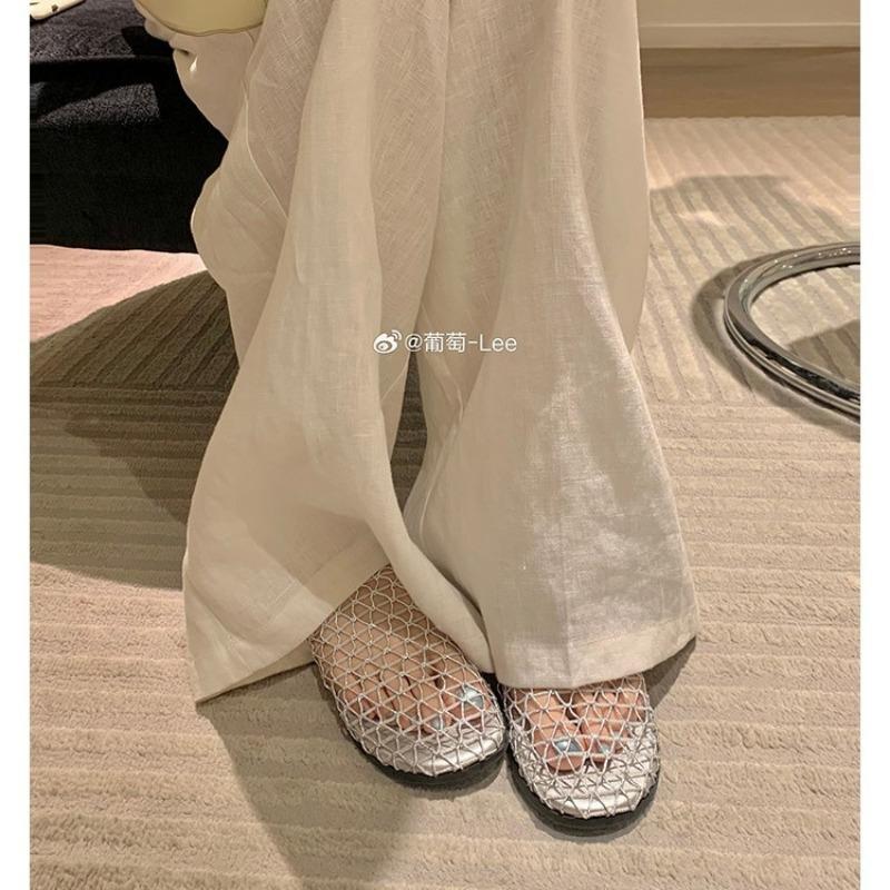 Haar, Sommernacht~ modische hohle Tasche Kopf mit Strand flachem Boden Halbschuhe Frau