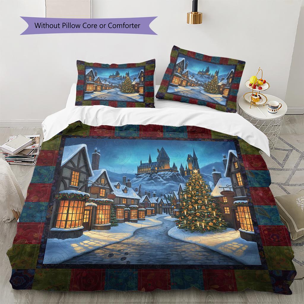 Conjunto de Colcha com Padrão de Desenho Animado Capa de Colcha Fronha Decoração de Casa Presente de Aniversário (1 capa de edredom + 2 fronhas, sem enchimento.)