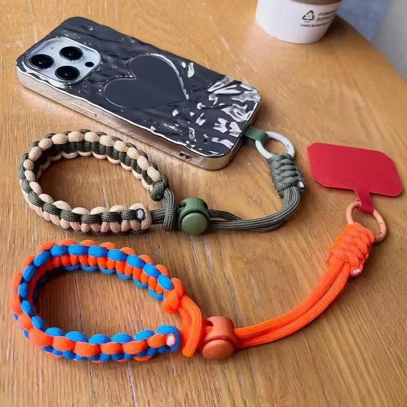 Laccetto da polso regolabile per cellulare intrecciato a mano, cordino universale, corda di sicurezza anti-caduta conveniente per sport all'aperto