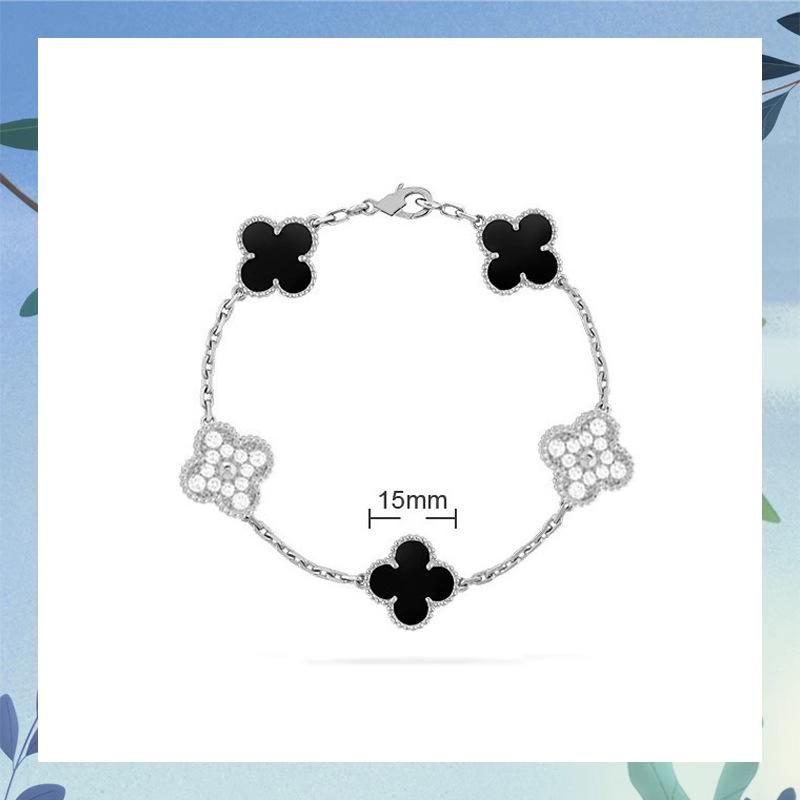 Clover Bracelet CNC Buckle Thick Chain Rose Gold Red Agate Black Agate Lucky Bracelet for Women