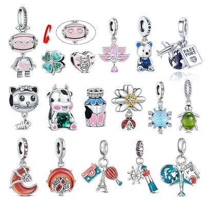 Copper Robot Dangle Pendant Original Firefly Charm Eye Bead Fit Bracelet Diy For Women Love Fashion Jewelry Gift