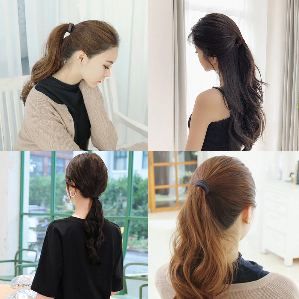 Bandas para el cabello negras para mujeres y niñas, banda de goma elástica alta, lazos para el cabello, coleteros, accesorios