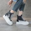 Leather Thick-soled High-top Women's Shoes 2025 Autumn Winter New Fashionable Zipper Height Increased 8cm Casual Sneakers Shoes