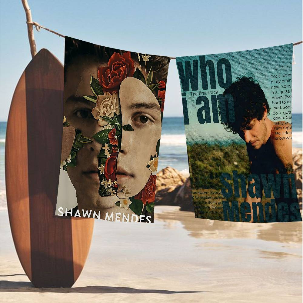 Lang Pattong Unisex White S-Shawn Mendes Popular Singer Microfiber Blanket Quick Drying Beach Towels Oversized Printing Super Absorbent Pool Towel