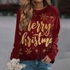 Women's Fashion Casual Long Sleeve Christmas Printed  Neck Sweatshirt Top