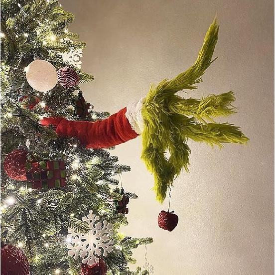 Christmas Elf Body Furry Green Head/Arm/Legs for Tree Decorations, Tree Topper, Ornaments, Party (Elf Legs) Elf Arm