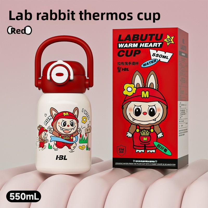 Söt tecknad barntermoskopp Stor kapacitet Högt värde Dubbel drickspipkopp Utomhus bärbar vattenkopp för pojkar och flickor