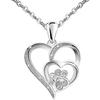 Female Crystal White Zircon Stone Heart Pendant Necklace Vintage Silver Color Wedding Jewelry For Women