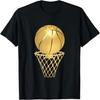 Gold Basketball Hoop Minimal Sport Graphic T Shirt