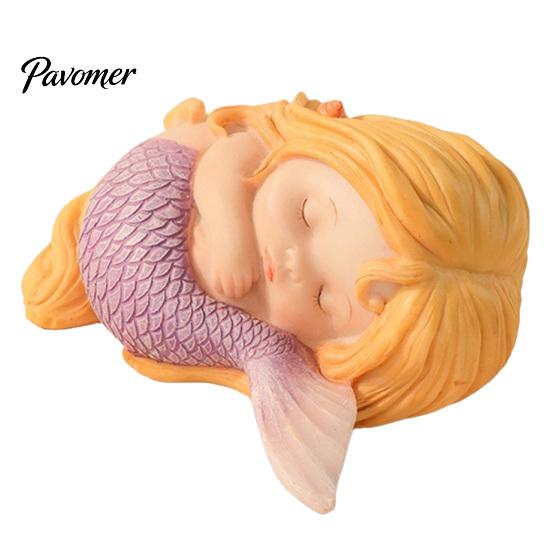 Decorative Statues for Birthday Sleeping Mermaid Figurine, Resin Cute Statue, Mini Ornament Desktop, Micro Landscape Accessories Aquarium Car