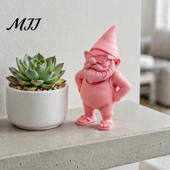Modern Home Decor Accents 3D Printed Beach Gnome Statue with Swimsuit Sunglasses, Waterproof Decorative Summer Dwarf Ornaments Figurine for
