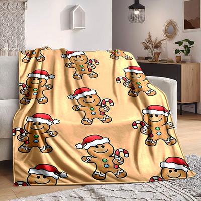 1pc Gingerbread Man Blanket Warm, Cozy, And Soft, Suitable for Sofas, Beds, Cars, And Office Use.Perfect for Camping And Travel, Making It a Great Gif
