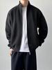 Men's Double Zipper Stand-up Collar Cardigan Hoodie - 2025 Casual Solid Color Outerwear for Spring & Autumn