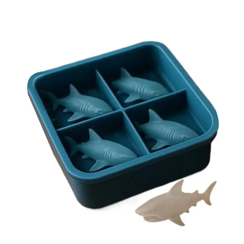 3d Shark Silicone Ice Molds Cute And Easy-Release Silicone Suitable For Whiskey Beer And Juice Bpa-Free