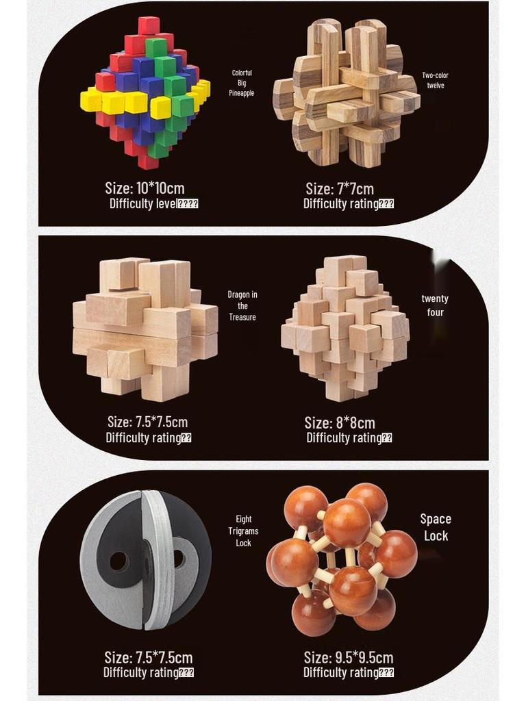 Kongming & Luban Wooden Lock Set: Children's Educational Decompression Toys