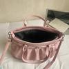 Korean Hot Girl Motorcycle Tote Bag Stylish Pleated Design Handbag Large Capacity Shoulder Bag Niche Versatile Crossbody Bag
