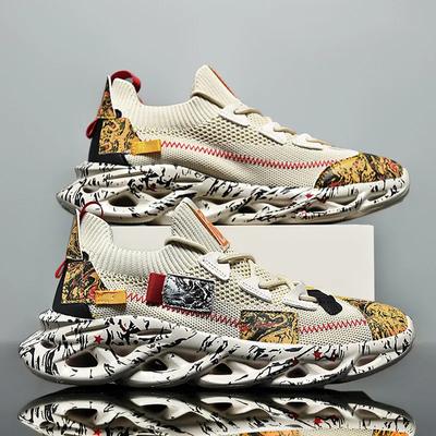 Chaussures de Mode de Haute Qualité Baskets Homme Mode Imprimé Baskets Décontractées pour Homme Grande Taille 46 Chaussures à Lame Respirantes Homme Zapatillas Hombre