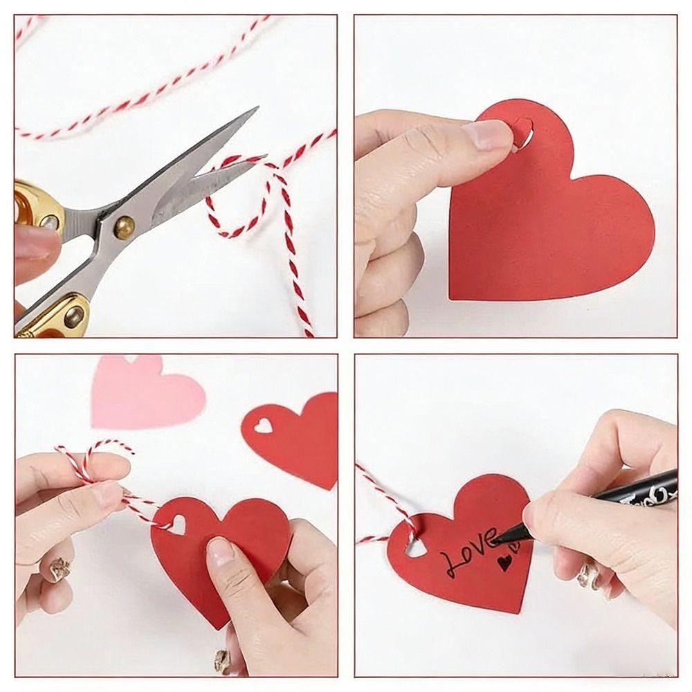 100pcs DIY Valentine's Day Tags Hanging Decoration Heart Shape Blank Heart Shaped Cards Red Pink Paper Gift Hanging Tag