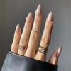 24 Pcs Medium Long Solid Almond Press On Nails Full Coverage Removable Fake Nails Art Wearable False Nail Set