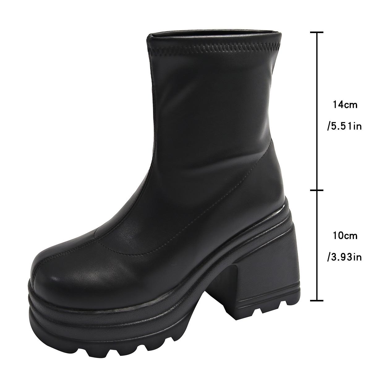 

Ботильоны на толстой подошве большого размера, модные ботильоны-маффины, зимние ботильоны на толстом каблуке, на среднем каблуке, короткие ботильоны, женские европейские и американские ботильоны 42 чёрный