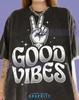 Good Vibes Peace Sign Retro 90S Graphic Vintage Bootleg Comfort Colors® Tshirt, Hand Gesture Positive Energy Aesthetic Streetwear Tees,
