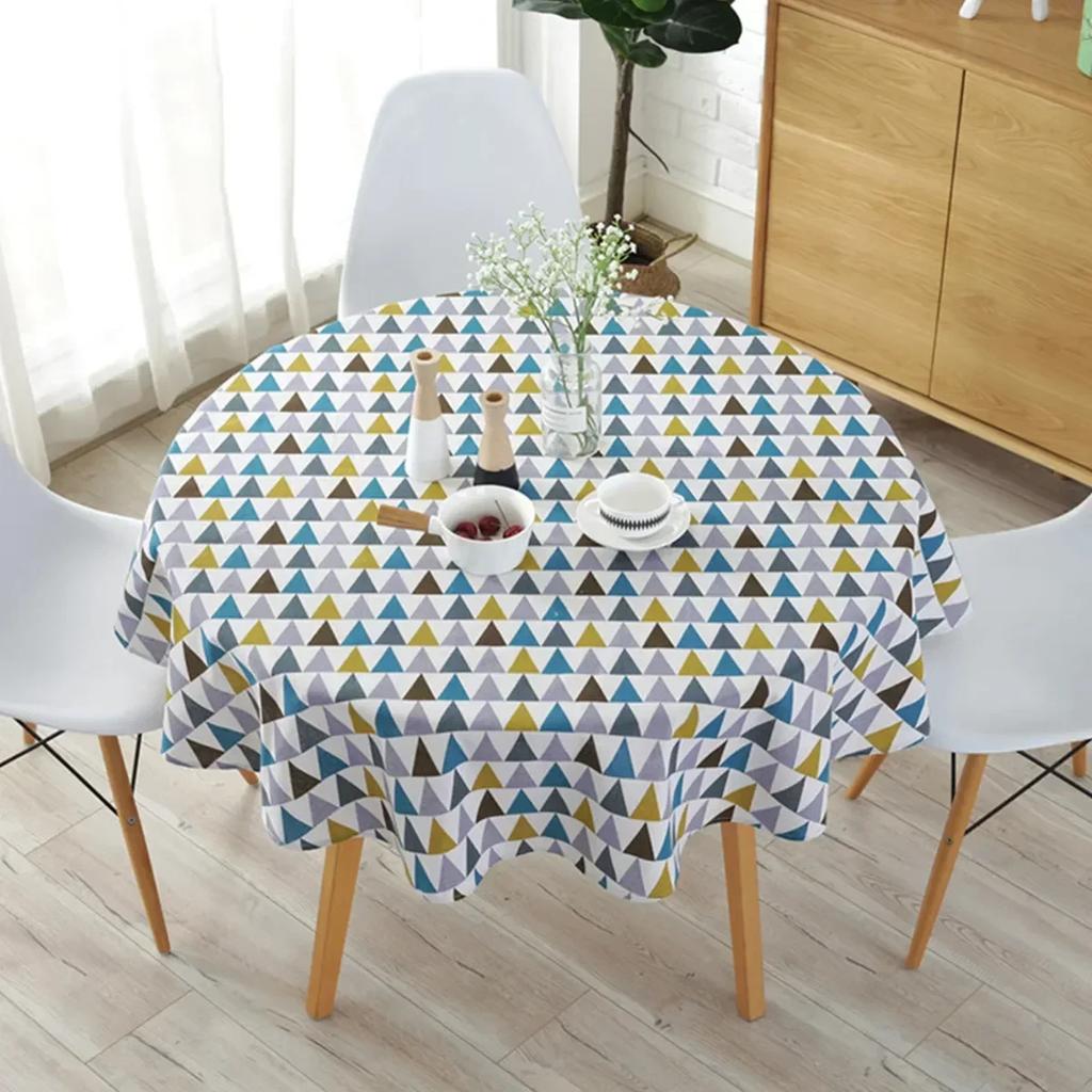 Diameter 120/150cm Nordic Round Tablecloth Cotton Linen Washable Hotel Banquet Table Cloth Wedding Party Christmas Table Cover