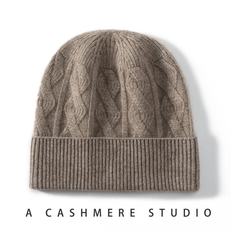 Cashmere hats men's and women's thickened twisted hats autumn and winter parents' hats thermal bald hats stacking hats