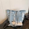 Damen Canvas Tote mit großer Kapazität - Modische lässige Handtasche mit Buchstabenaufdruck