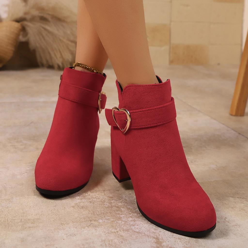 Damen Stiefeletten mit Blockabsatz Frühling/Herbst Mode Einfarbig Seitenreißverschluss Hohe Absätze Sexy Elegant Stilvoll Kurze Stiefel