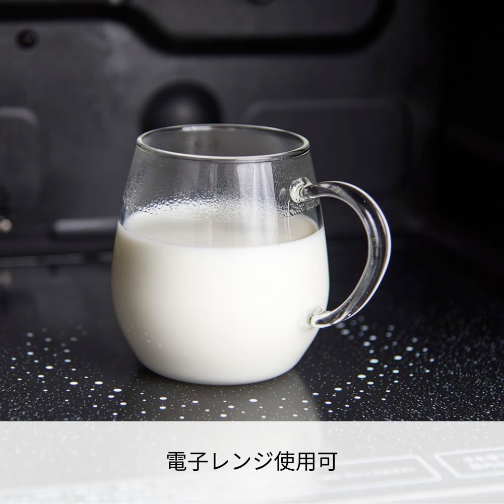HARIO Runde Tasse Set mit 2 360ml Kaffee Tee Glas Mikrowellen- und Spülmaschinenfest Hitzebeständiges Glas Hergestellt in Japan RDM-1824