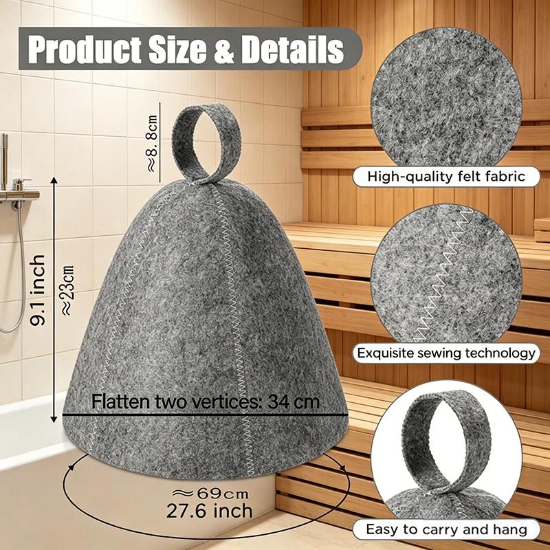Sauna Hüte Verdicktes Wollfilz Duschhaube Haarturban Schnell Trocknende Handtuch Hüte Filz Sauna Hut Herren Trocken Sauna Kappe für Mann XYM005