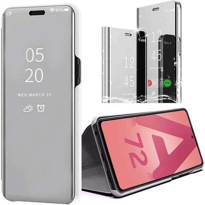 Coque de Protection - PROSHOP - Samsung Galaxy A72 - Argenté - Effet Mirroir - Rigide