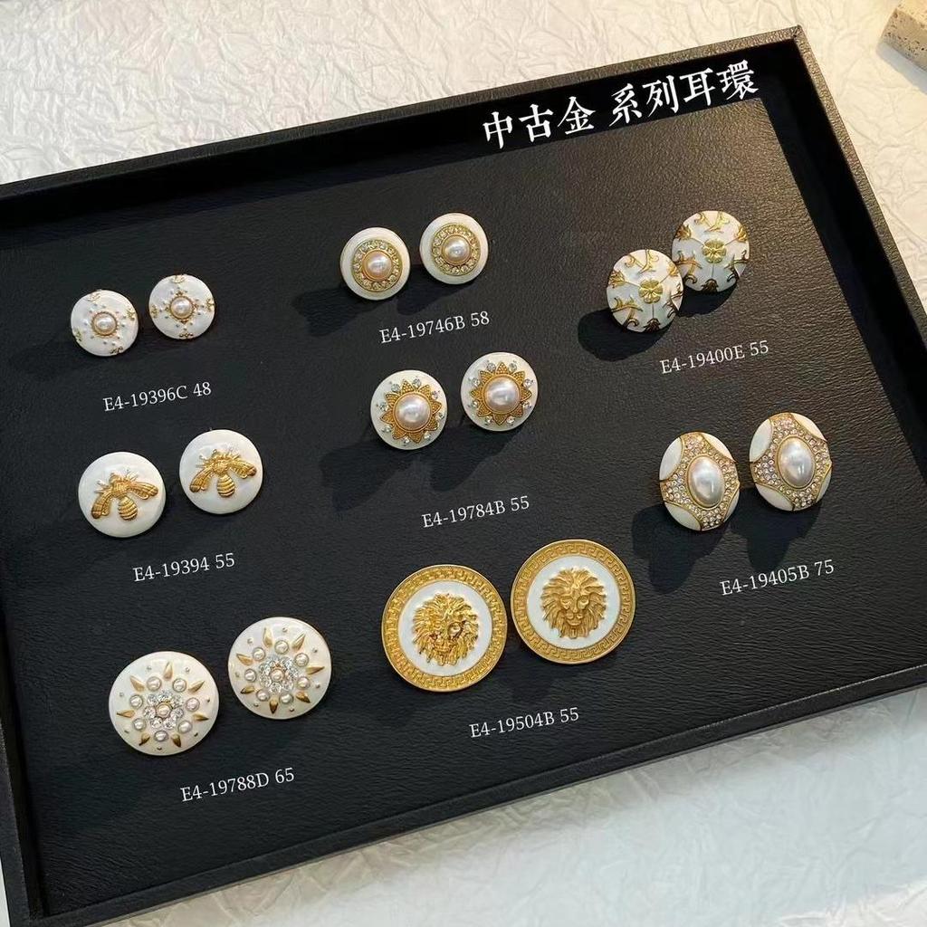 Vintage White Round Drop Earrings - French Retro Style Women's Light Luxury