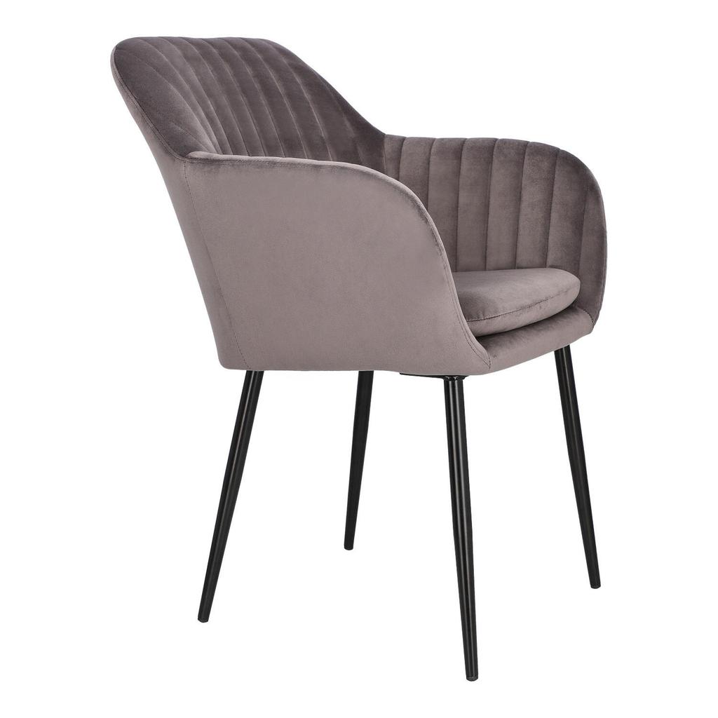 Emilia Velvet UPHOLSTERED CHAIR, dark gray, METAL LEGS