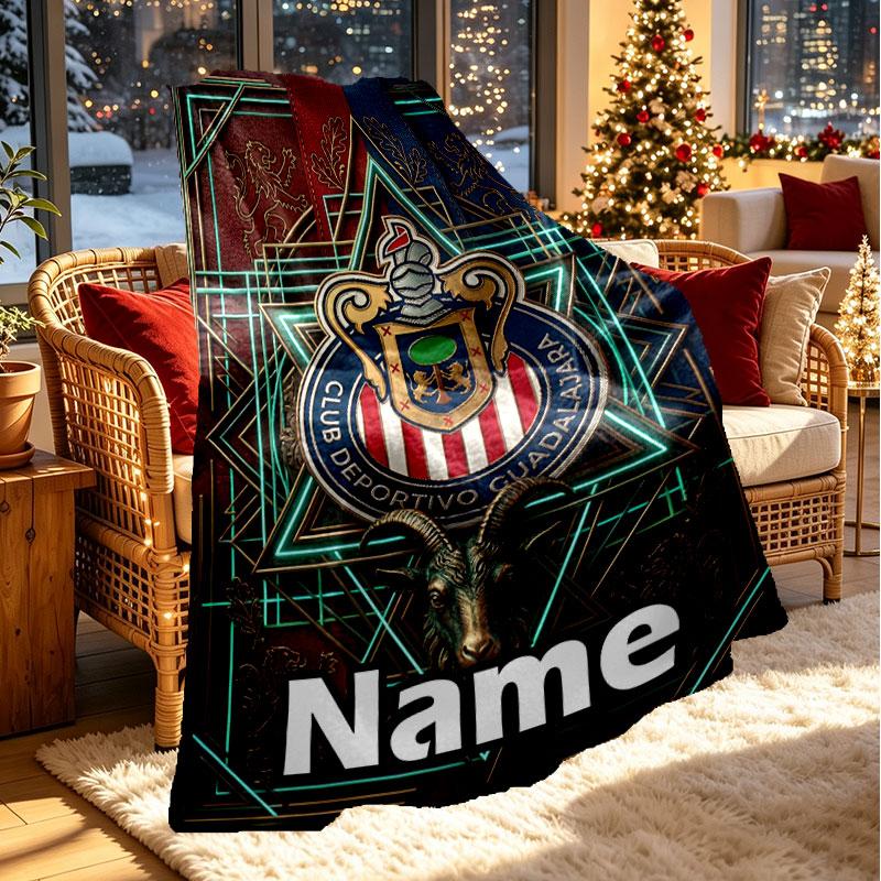 Custom Name Personalized Club Deportivo Guadalajara Print Blanket, Home Decor, Bedroom, Sofa, Camping, Couch, Gifts for Birthday Christmas