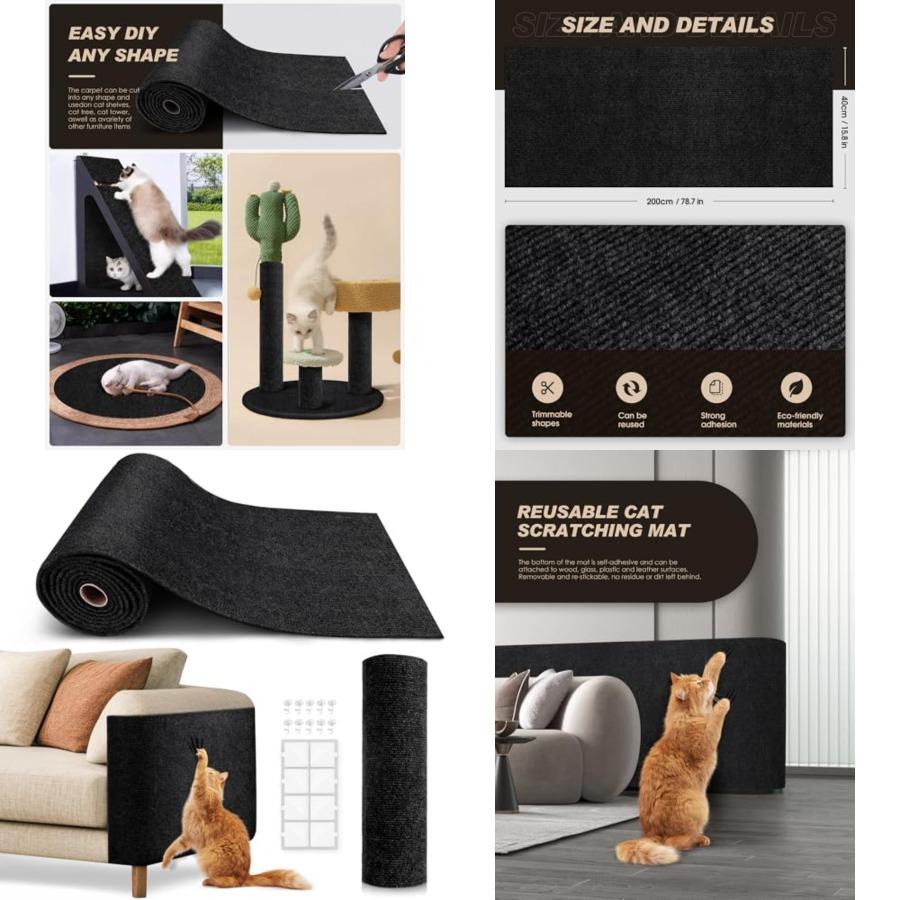 

Cat Scratch Mat Trimmable Self-Adhesive Carpet for DIY Cat Climbing and Scratching Solution Ideal for Protecting Cat Couch Furn United States